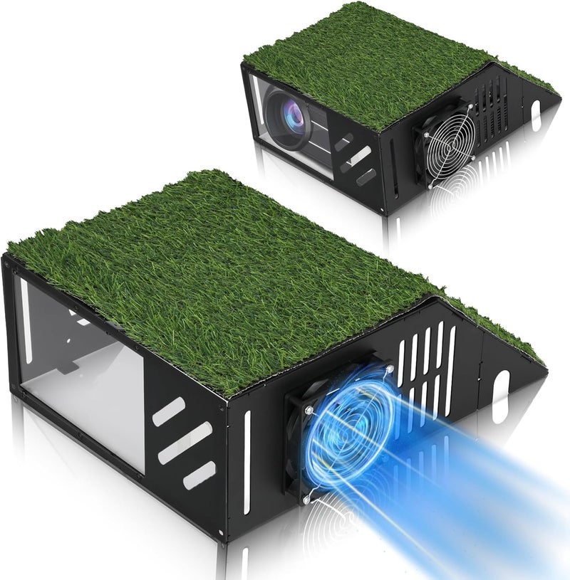 benut Golf Simulator Projector Cover, Floor-Mounted Projector Enclosure with Cooling Fan and Turf Cover, Durable Protection for Your Golf Simulation,Easy installation - Image 1